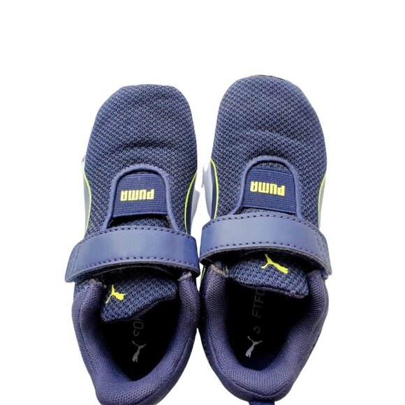 Puma Blue and Yellow Velcro Sneakers. Size 10 - Picture 2 of 5